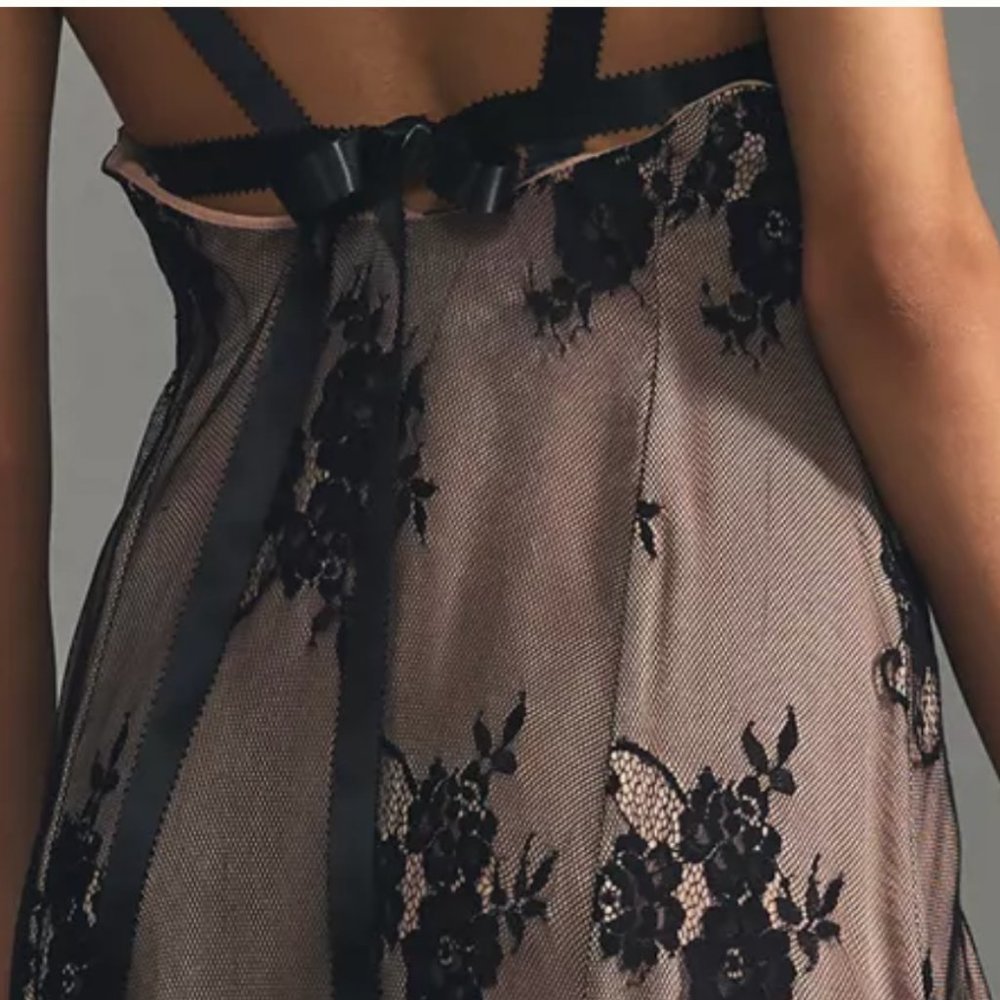 ⭐️ Lace Side-Slit Floral Classy Party Chic Glam Girly Midi Elegant Slip Dress - Picture 5 of 5